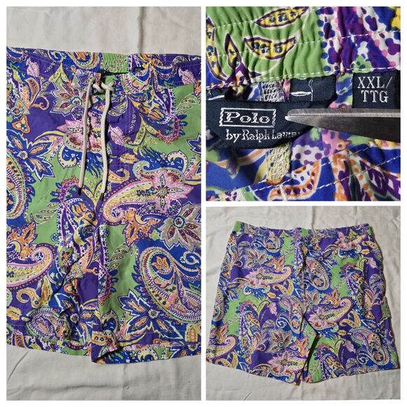 Polo Ralph Lauren Paisley Swim Shorts Mens XXL 2XL Swim Trunks Multicolor Beach - Picture 1 of 11